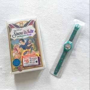 Never opened Mint Condition Disney’s Snow White VHS tape & sealed Bambi watch.